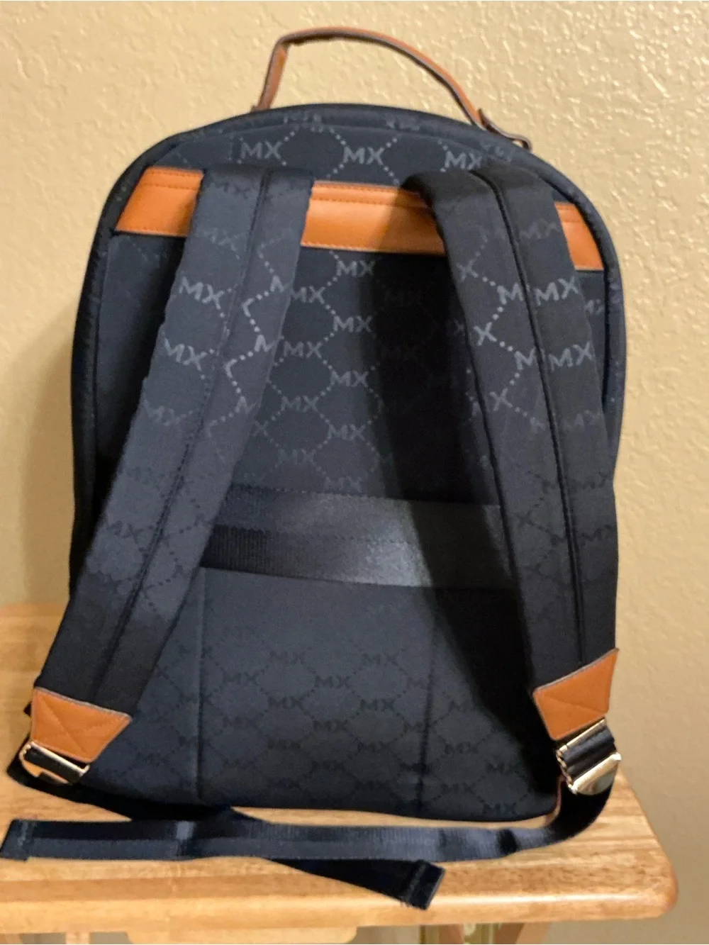 Max Studio Navy and Tan Two-Tone Backpack